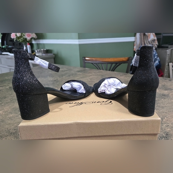 GENSHUO Open Toe Ankle Strap Block Chunky Low Heels #944 - Picture 7 of 15